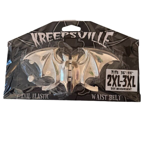 Bat Belt Womens 2XL-3XL Silver Stretchy Elastic Waist Halloween Trick or Treat - Picture 5 of 5